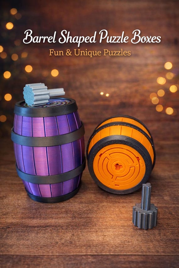 Barrel puzzle box with hidden mechanism